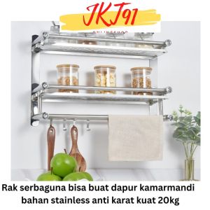 Rak kamar mandi Rak handuk Rak dinding Rak Dapur Stainless Steel Anti Karat Kuat