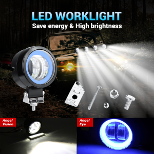 1PC Angel Eye (Round) LED Work Light Car Motorcycle SUV Truck Lorry Forklift Foglight Off-Road Spotlight