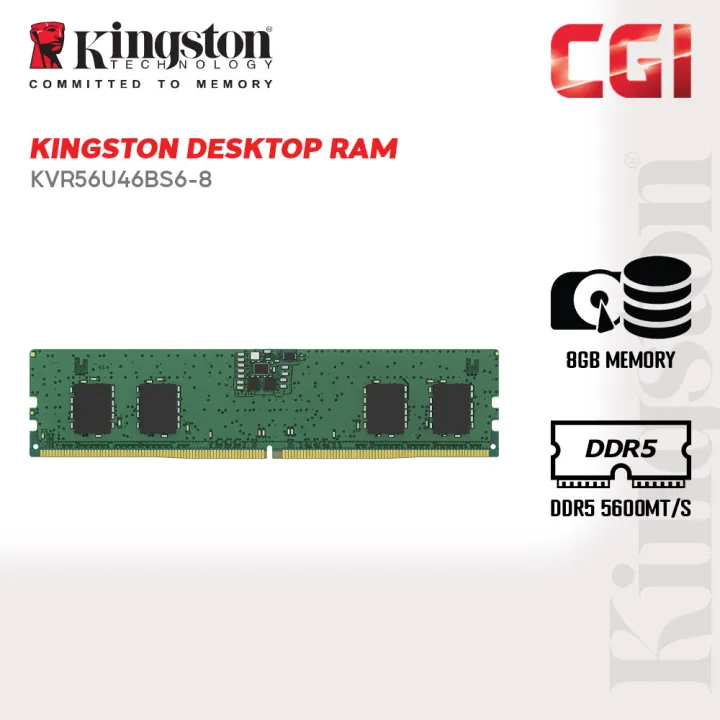 Kingston 8GB ValueRAM DDR5-5600Mhz DIMM Memory RAM - KVR56U46BS6-8