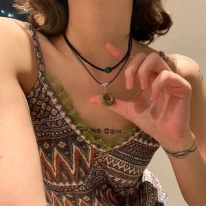 THANKSKY Ngầu Quà sinh nhật Dây chuyền Cổ điển Vòng tròn hai lớp Dân Tộc Bộ Vòng Cổ Choker Vòng cổ  dây chuyền tròn Trang sức nữ Vòng cổ xếp chồng Vòng cổ hạt