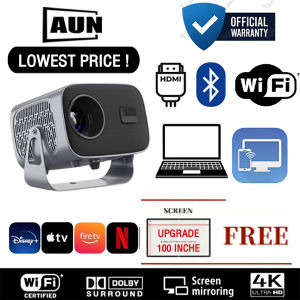 AUN【Electric Focus high resolution】T3 Projector 11500 lumens 500 ANSI Projector 4K ultra hd with wifi and bluetooth smart mini portable movie projector for laptop and phone with screen wireless android hdmi for teaching and office projector