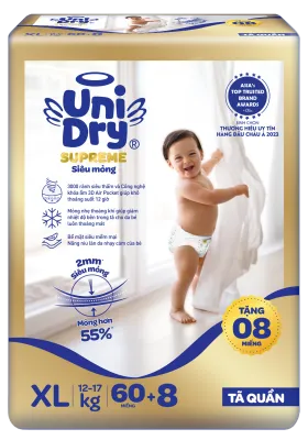 [Siêu mỏng 2mm] Combo 6 Tã quần UniDry Supreme size M76/L68/XL60/XXL54 + 8 miếng