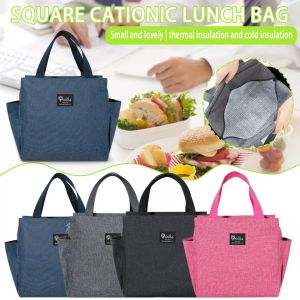 Thicken Insulation Canvas Lunch Bag Thermal Portable Tote Pouch Office Worker Kids School Bento Dinner Food Box Storage Container Waterproof Cooler Handbag Picnic Food Organizer