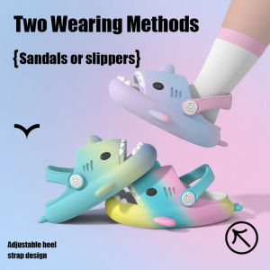 Comwarm 2024 New Kids Shark Slippers Fashion Children Cartoon Slippers Girls Boys Home Non-slip Soft Sandal Outdoor Beach Slides