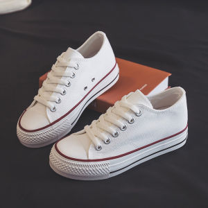 [Free Shipping] WomenS Thick-Soled Canvas Shoes New Spring/Autumn Styles With Hidden Heel For Added Height Korean Ulzzang Style Versatile Canvas Shoes