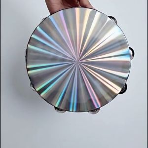 Iridescent Laser-Finish Hand Rattle Holographic Reflective Hand Drum Metal Instrument Accessory