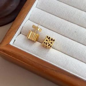New trendy popular Luo Family mooncake earrings niche light luxury personalized square earrings-style geometric abstract earrings