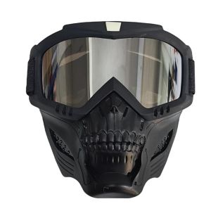 JOYPICKS Head-mounted Skull Head Motorcycle Eye Protection Mouth Filter Motocross Skulls Breathable Skull Ghost-shape Glasses