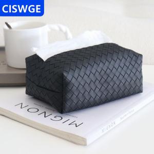 [COD] CISWGE AUTOPARTS 1 hộp khăn giấy bằng da dệt Hộp đựng giấy xe hơi di động sang trọng Hộp đựng khăn ăn khách sạn nhà hàng trang trí Ins