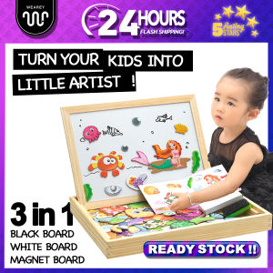 Children Magnetic Animal 3D Puzzle Drawing Writing Board Wooden Toy Mainan Kayu Magnet Kanak-kanak dengan Papan Melukis Menulis (Circus Animal Vechicles)