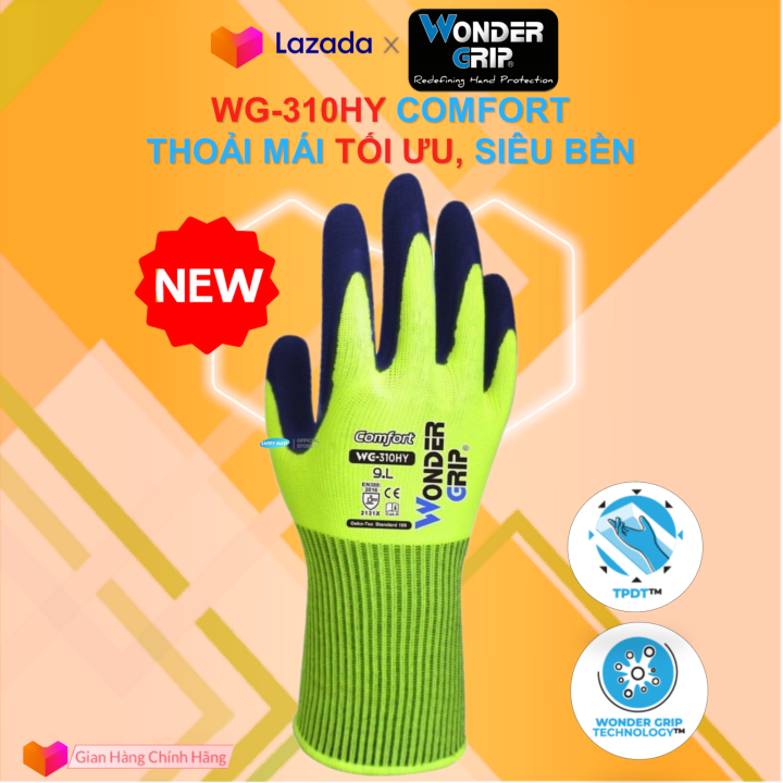 Găng tay bảo hộ Wonder Grip WG-310HY phủ latex mềm mại khéo léo