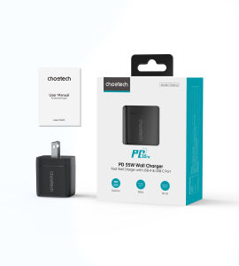 Củ sạc nhanh 35W 2 cổng Usb A+ Type C Choetech PD6052 có màn hình led hiển thị thông số sạc (Hàng chính hãng)