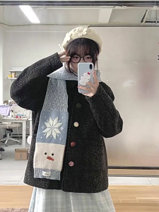 Warm Narrow Scarf with Snowflake Print Versatiles Winter Wear Neckerchief for Daily Wear and Festivals