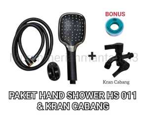 PAKET HAND SHOWER PETAK BLACK + KRAN CABANG