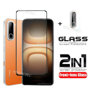 Infinix Hot 70 4G 2 in 1 Screen Protector+ Protector Full Cover Full Glue Infinix Hot70 Tempered Glass Film Protection With Camera Flim Protection