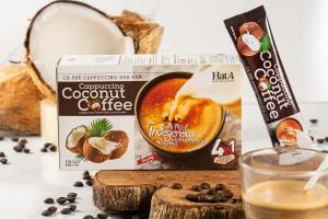 Cà phê hòa tan capuchino sữa dừa 4 In 1 Hạt A Cafe hộp 216g/ 12 Gói - sử dụng cà phê rang xay nguyên chất cốt dừa tự nhiên vị đắng nhẹ thơm lớp cappuccino dừa béo ngậy