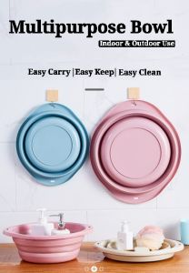 REAYSTOCK Folding Bin Silicone Wash Basin Folding Basin Portable Wash Bowl Dish Basin Baldi lipat Bucket