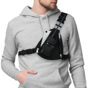 K0K4DQ Adjustable Radio Chest Harness Pack Crossbody Bag Oxford Cloth Interphone Chest Bag Outdoor Sports Vest Rig Walkie  Bag BF-888S UV-5R