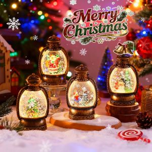 MLADEN โคมไฟซานตาคลอส LED ตั้งโต๊ะ รวมแบตเตอรี่ เกือกม้าแปรงทอง ช่วยนอนหลับ ของขวัญตกแต่งคริสต์มาส