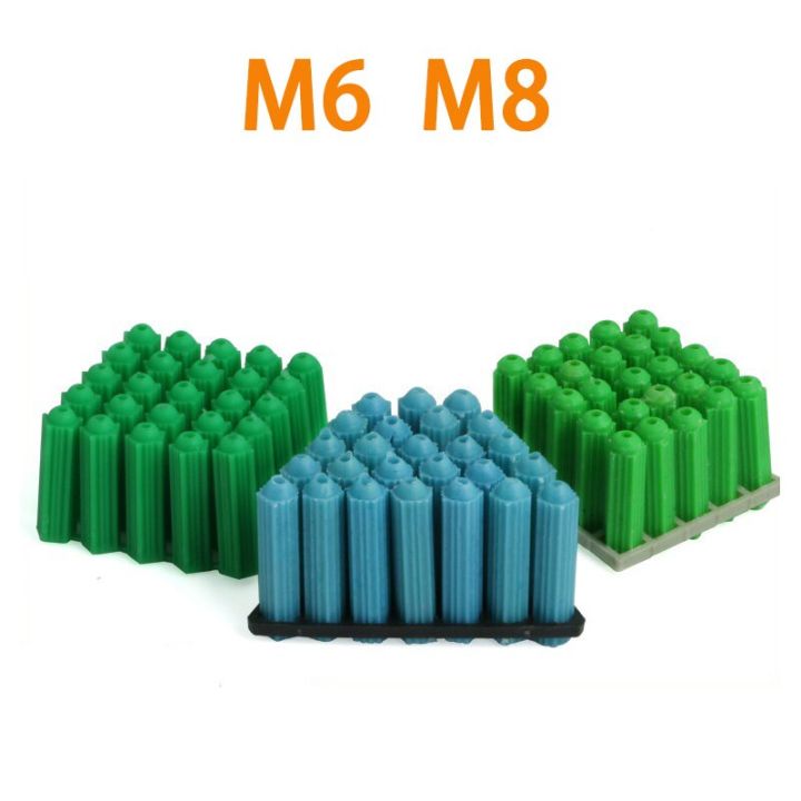 TopHomer 200pcs M8 Green Plastic Wall Plug Anchors - For Drywall, Brick, Concrete Blocks