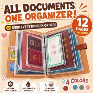 12-Page Thickened File Organizer Book Loose-Leaf Document Certificate Property Title Storage Holder