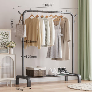 SPACEMADER Floor Standing Drying Rack Laundry Clothes Hanger Floor Drying Rack Double Rod Balcony Drying Rack Indoor Outdoor