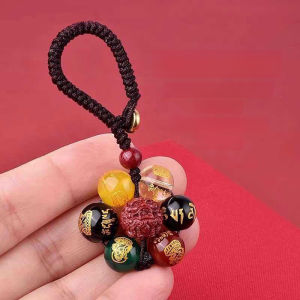 Lucky Wealth God Keychain Five-Way Fortune Coin Pendant Antique Brass Charm Decorative Bag Accessory Chinese Style Keepsake Birthday Gift New Year Gift Key Ring