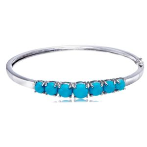 BOSEOK Turquoise Rhodium Over Sterling Silver Bangel B1380
