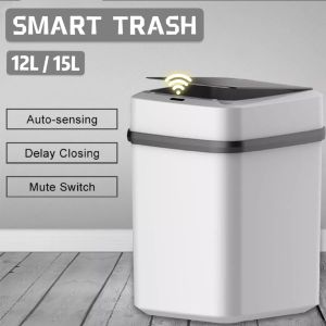 LOCAL SELLER 12L/15L Automatic Trash Can Smart Trash Bin Auto-sensing Trash Mute Opening Low Ene