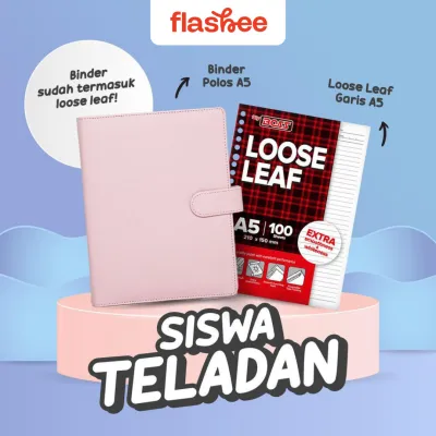 Flashee Paket Binder A5 Set Sudah Termasuk Loose Leaf Isi 100 Lembar Paket Siswa Teladan