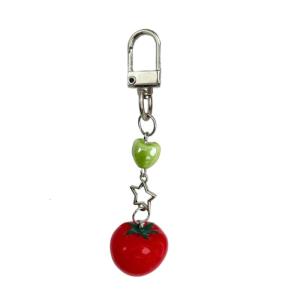 Fashionable Lovely Girl Tomato Leaf Charm Keychain Pendant Sturdy Resin Alloy for Fashion Accessory Daily Use