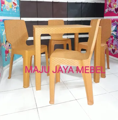 SET 4 KURSI OL + 1 MEJA MAKAN 80 SERBA GUNA PLASTIK ROTAN SUPER TEBAL KUAT ASLI TERMURAH TERLARIS