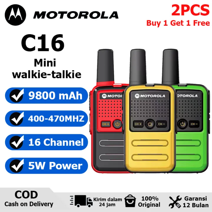 【2 PCS】Motorola C16 Radio Walkie Talkie Long Range 5KM UHF 16 Channels UHF 400-470MHz Walkie-Talkies 5W 12000mAh Type-C Charging IP54 Waterproof