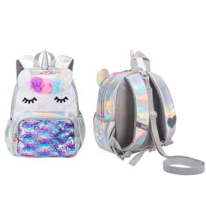 Backpacks For Girls 3-6T Holographic Laser Sequins Rainbow Unicorn ChildrenS Kindergarten Bags Kids Anti-Lost Small Bags
