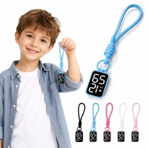 NOBLELYN Big Numbers Pocket Watch Keychain LED Digital Display Digital Watch Practical Multipurpose Electronic Hanging Watch Kid Adult