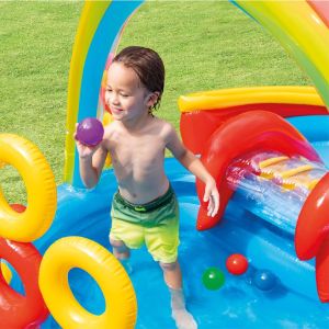 UMI INTEX 57453 Rainbow Ring Play Center Children Toy Play Ground Inflatable Kids Swimming Pool Water Slide Kolam Mandi