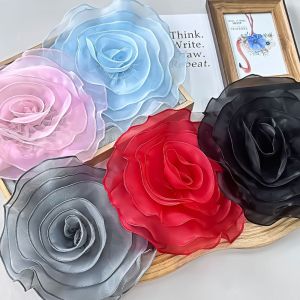 PLLEWY Brooch Accessories Rose Flower Patch Handmade Clothing Dress Neck Decoration Sewing Applique Artificial 3D Flower Corsage