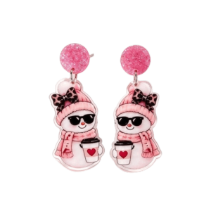 GIANXI 2D Flat Acrylic Christmas Earrings Deer Snowman Ladies Ear Jewelry Funny Xmas Tree Leopard Pendant Earrings Christmas
