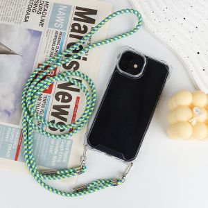 LC Terang kotak Neon Tali HP Casing for iPhone XR X 11 12 13 14 15 16 Pro Max Plus Mini Adjustable