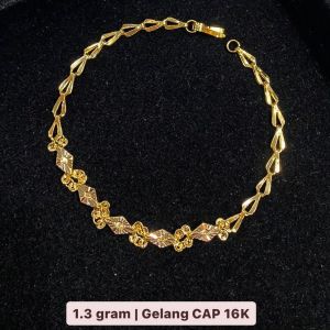Gelang cap emas asli kadar 70 16k kosong ringan ukir wajik phang teh pai tea rantai tangan 1 gram kopong tanpa permata polos