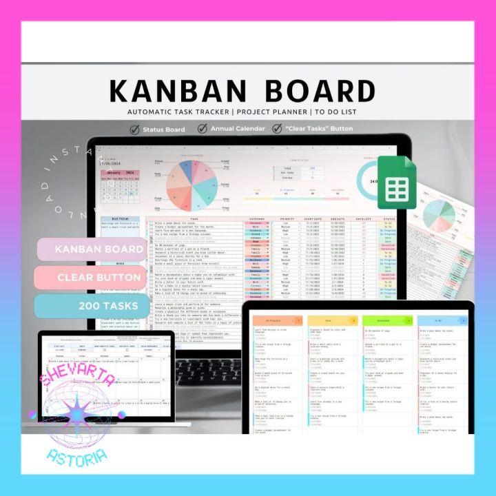 SHEVARTA ASTORIA Kanban Board Google Sheets, To Do List Template, Task ...
