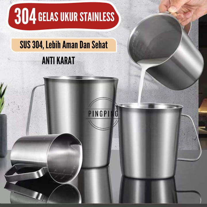 Gelas Ukur Takar 1000ml/2000 ml Stainless steel/350ml stainless tahan ...