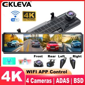 EKLEVA 4 Channel Dash Cam 11.26 Inch 4K WIFI Rear View Mirror 4 Cameras Video recorder Car DVR ADAS BSD Night Vision 24H Parking