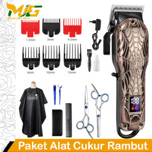 Paket Alat Cukur Barbershop Kemei KM-2616 LCD Display Mesin Pangkas Dan Potong Rambut Cas