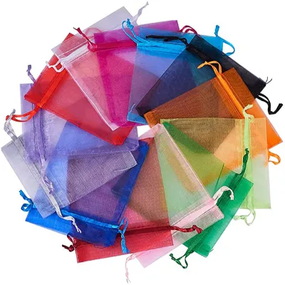 50pcs/lot 7-18cm Drawstring Organza Bags Jewelry Packaging Bags Candy Wedding Birthday Bags Gifts Pouches Sweets Pouches