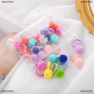 [COD] WEICHENG 20Pcs Girls Colorful Plush Ball Elastic Hair Bands Kids Hair Ropes Rubber Bands Childrens Braided Headwear Hair Accessories