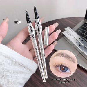 Two-Prong Micro Eyebrow Pen Ultra Fine Tip Liquid Brow Pencil Waterproof Sweatproof Long Lasting No Smudge Makeup Tool For Wild Eyebrows & Lower Eyelashes