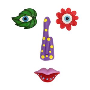 WHITE 1 Set Colorful Leaf Tree Face Statue Wall Hanging Handmade Facial Features Sculptures  Style Resin Art Tree Face Pendants Outdoor