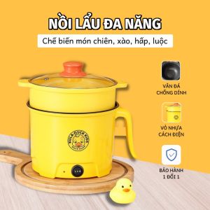 Nồi điện mini VỊT VÀNG 2 tầng đa năng nấu cơm lẩu. cháo. chiên xào tiện lợi cho mọi nhà dung tích 18L