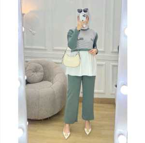 youras setcel muslim wanita kaos knit rajut import inara terbaru terlaris